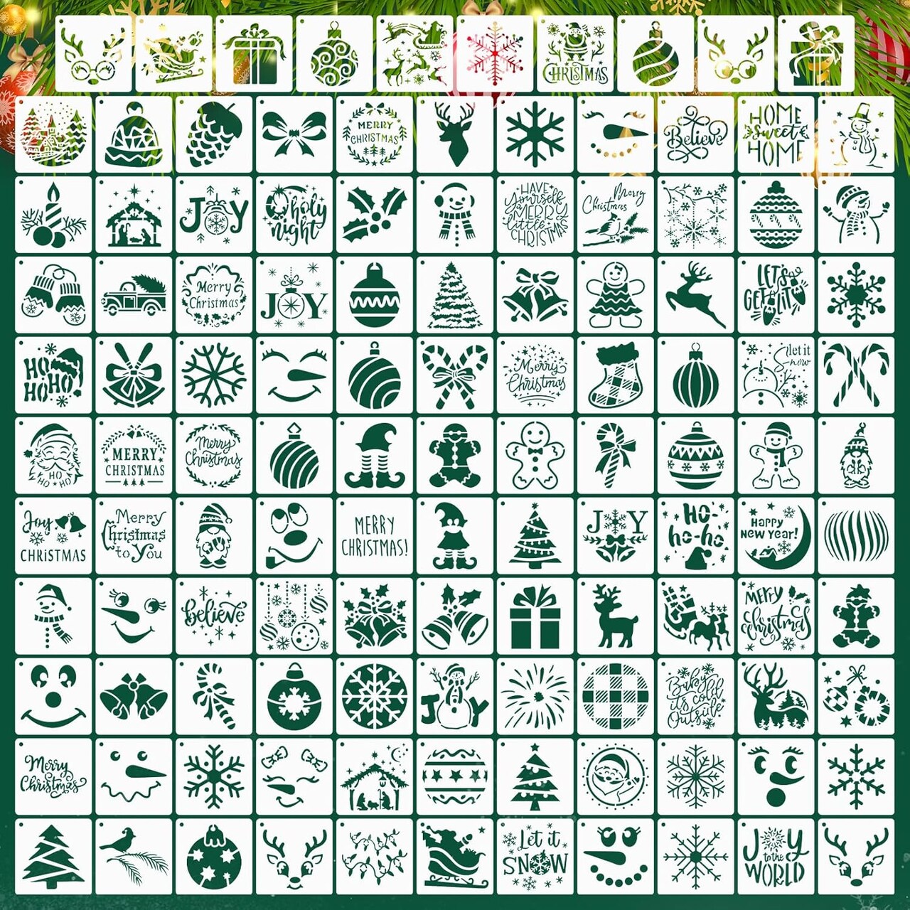 3x3in Reusable Merry Xmas Ornament Templates Winter Snowflakes(Classic)3"L x 3"W